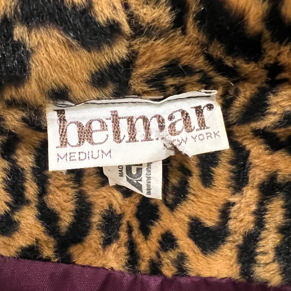 Betmar New York Coat Made In USA Vintage Faux Fur Animal Print Black--Size M - Picture 7 of 13